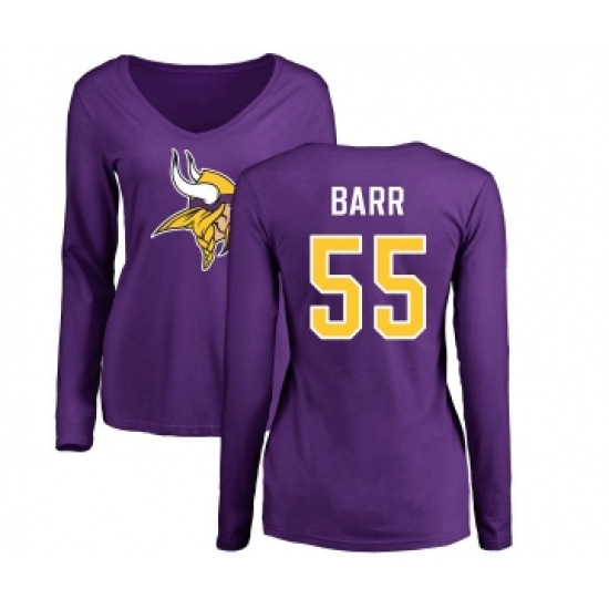 Football Women's Minnesota Vikings #55 Anthony Barr Purple Name & Number Logo Slim Fit Long Sleeve T-Shirt - Ujersey