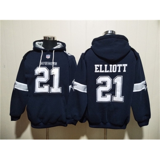Men's Dallas Cowboys #21 Ezekiel Elliott Navy Ageless Must-Have Lace-Up Pullover Hoodie - Ujersey