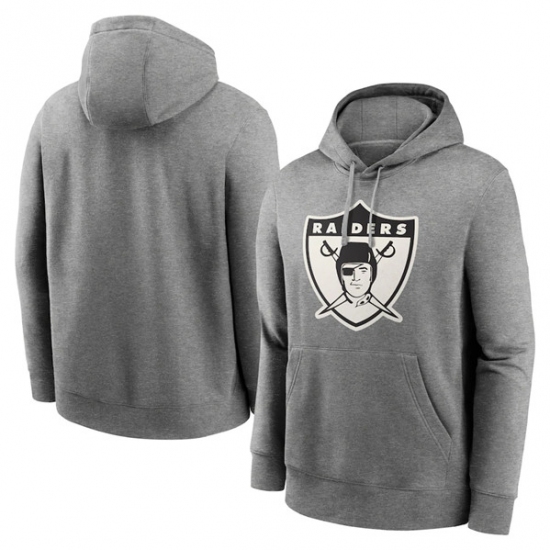 Men's Las Vegas Raiders Heather Gray Primary Logo Long Sleeve Hoodie - Ujersey