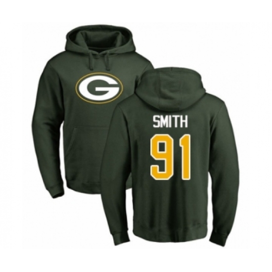 Football Green Bay Packers #91 Preston Smith Green Name & Number Logo Pullover Hoodie - Ujersey