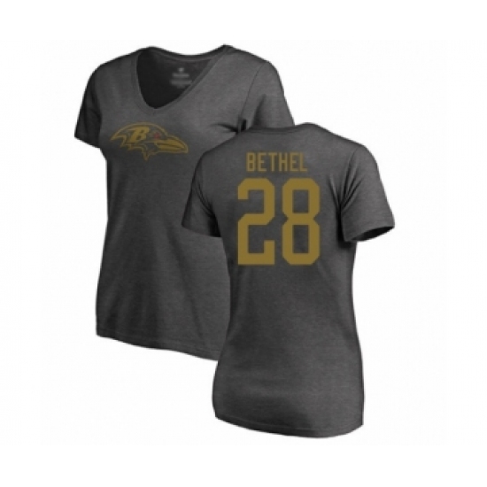 Football Women's Baltimore Ravens #28 Justin Bethel Ash One Color T-Shirt - Ujersey