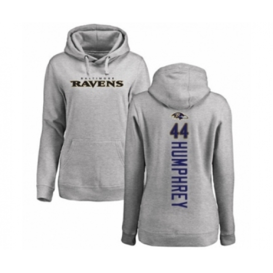 Football Women's Baltimore Ravens #44 Marlon Humphrey Ash Backer Pullover Hoodie - Ujersey