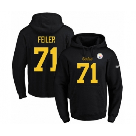 Football Men's Pittsburgh Steelers #71 Matt Feiler Black(Gold No.) Name & Number Pullover Hoodie - Ujersey
