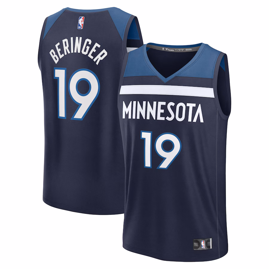 Men's Minnesota Timberwolves Joan Beringer Fanatics Navy 2025 NBA Draft First Round Pick Fast Break Replica Jersey - Icon Edition - Ujersey