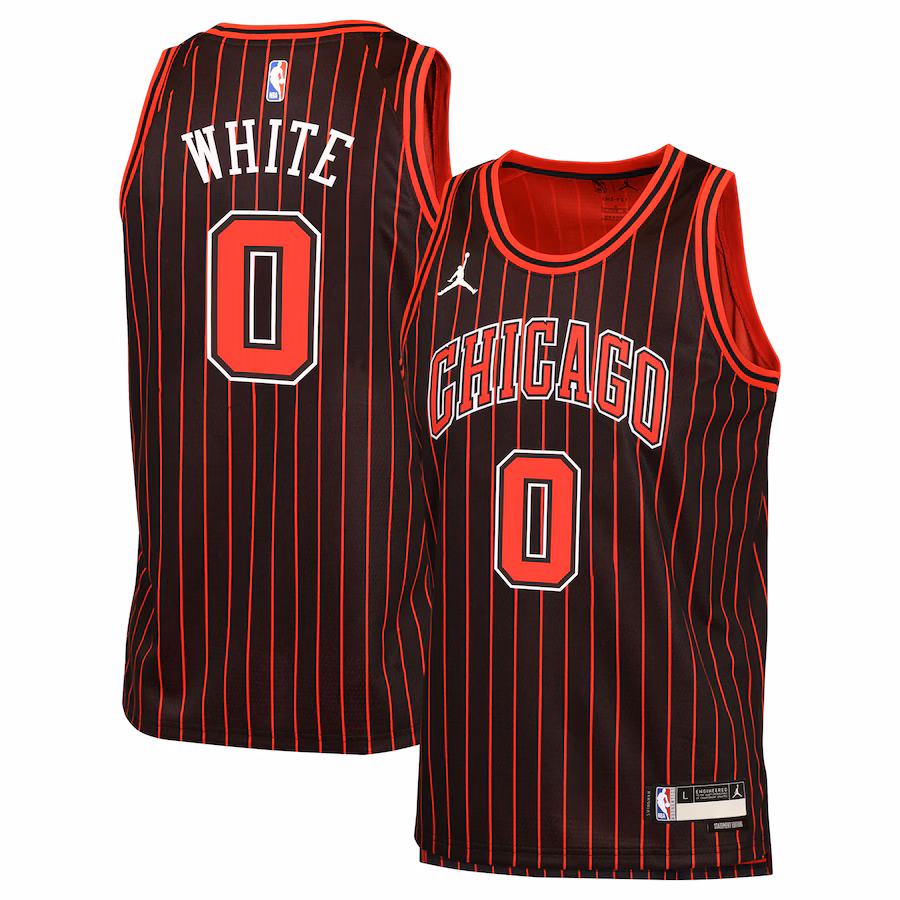 Youth Chicago Bulls Coby White Jordan Brand Black Swingman Jersey - Statement Edition - Ujersey