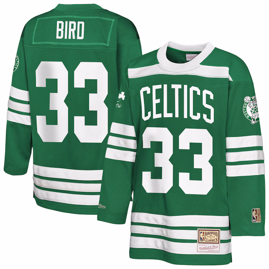 Youth Boston Celtics Larry Bird Mitchell & Ness Kelly Green Maxxed Out 2.0 Fashion Hockey Jersey - Ujersey