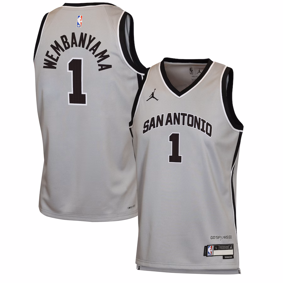 Youth San Antonio Spurs Victor Wembanyama Jordan Brand Silver Swingman Jersey - Statement Edition - Ujersey