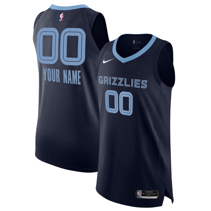 Men's Memphis Grizzlies Nike Navy 2020/21 Authentic Custom Jersey - Icon Edition - Ujersey