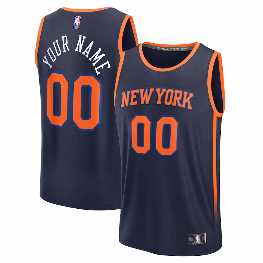 Youth New York Knicks Fanatics Navy Fast Break Custom Replica Jersey - Statement Edition - Ujersey