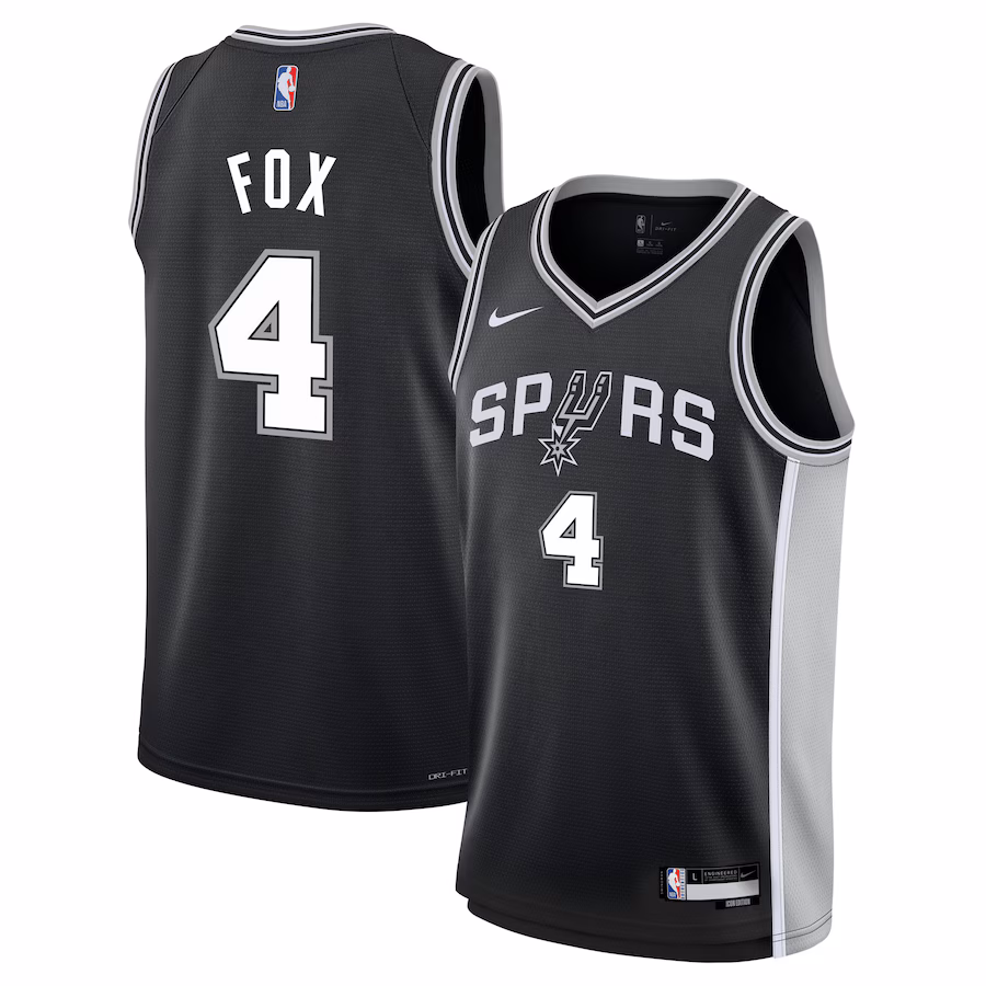 Youth San Antonio Spurs De'Aaron Fox Nike Black Swingman Jersey - Icon Edition - Ujersey