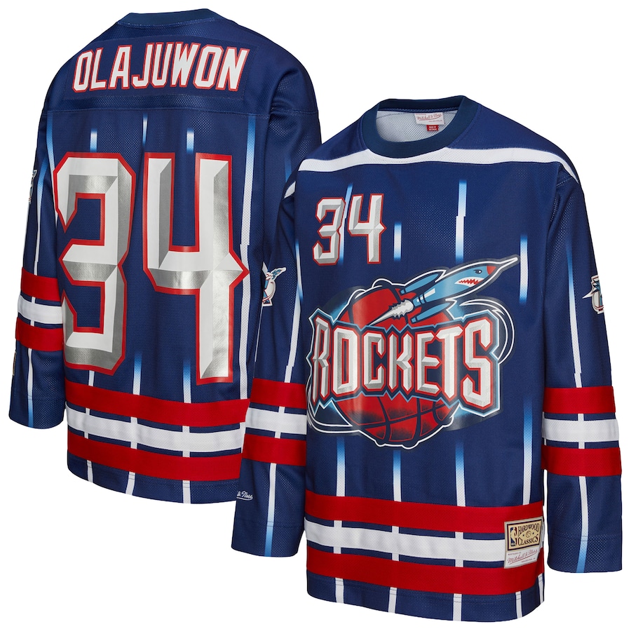 Unisex Houston Rockets Hakeem Olajuwon Mitchell & Ness Navy Maxxed Out Fashion Hockey Jersey - Ujersey