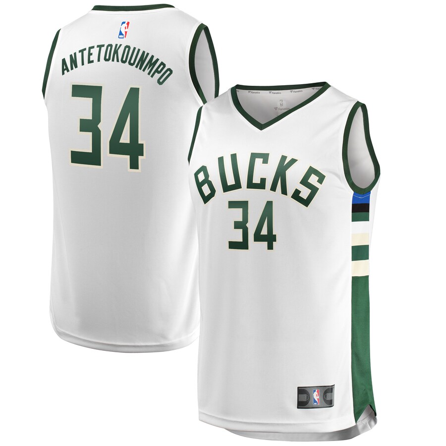 Men's Milwaukee Bucks Giannis Antetokounmpo Fanatics White Fast Break Replica Jersey - Association Edition - Ujersey