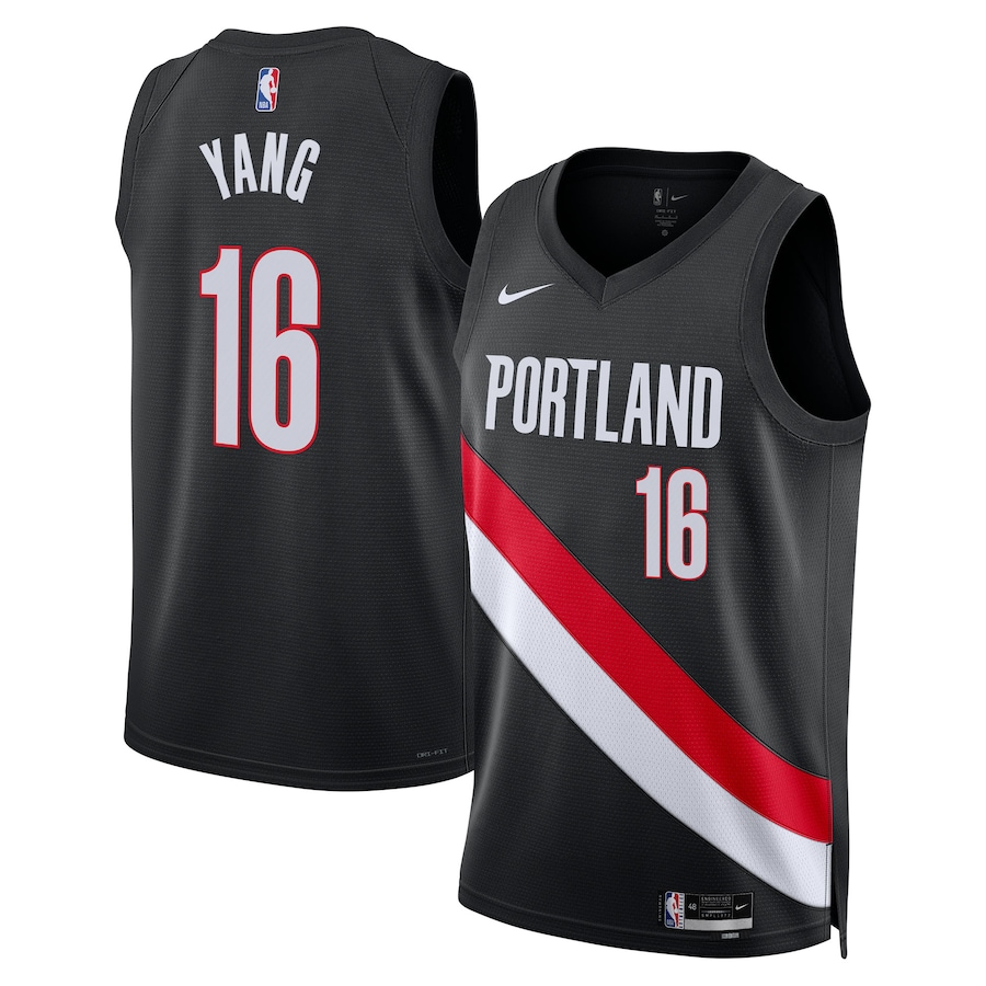 Unisex Portland Trail Blazers Yang Hansen Nike Black Swingman Jersey - Icon Edition - Ujersey