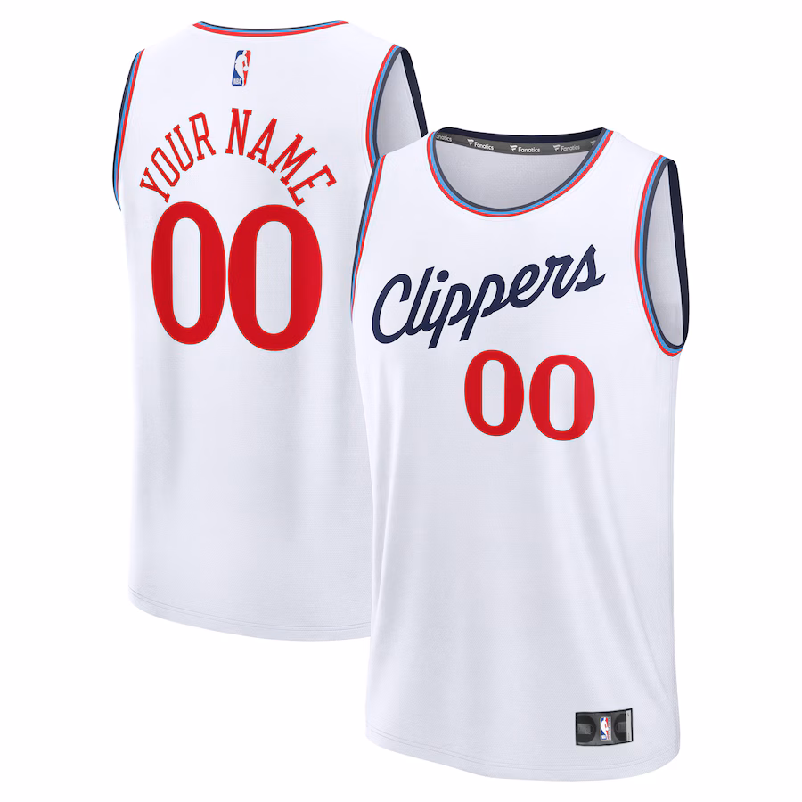 Men's LA Clippers Fanatics White Fast Break Custom Jersey - Association Edition - Ujersey