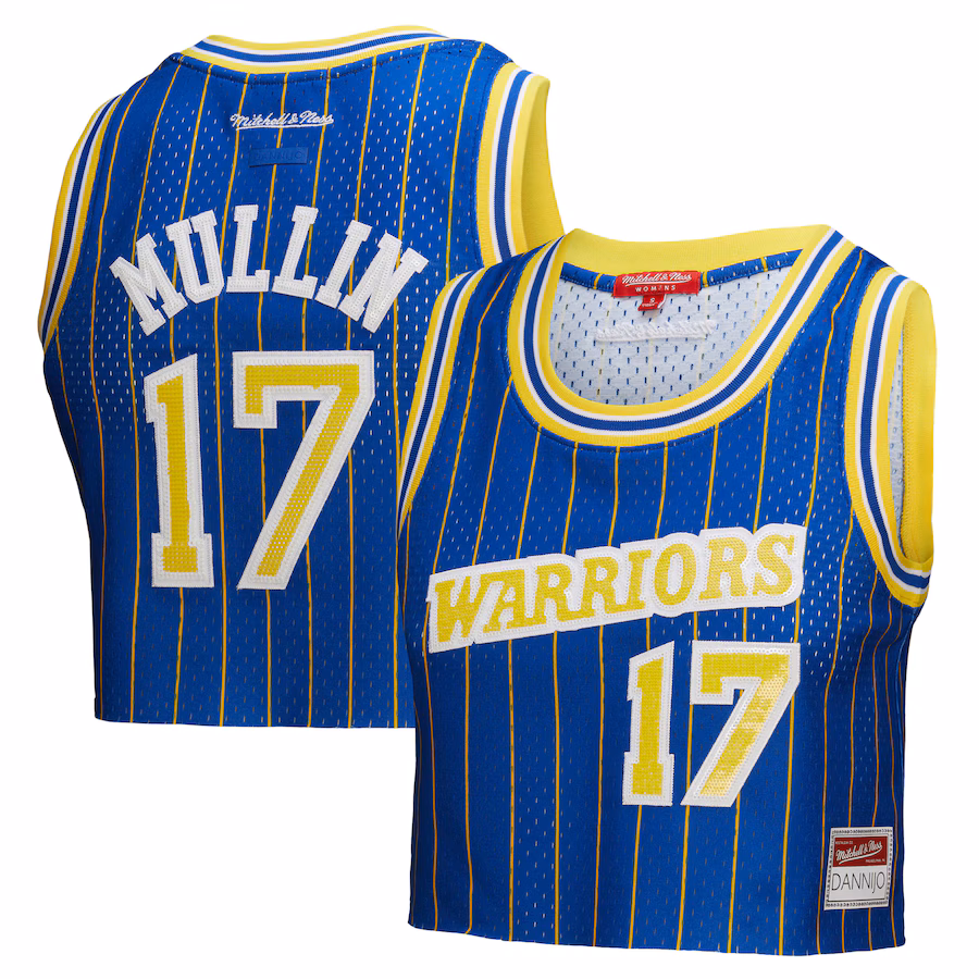 Women's Golden State Warriors Chris Mullin Mitchell & Ness x DANNIJO Royal Fashion Cropped Basketball Jersey - Ujersey