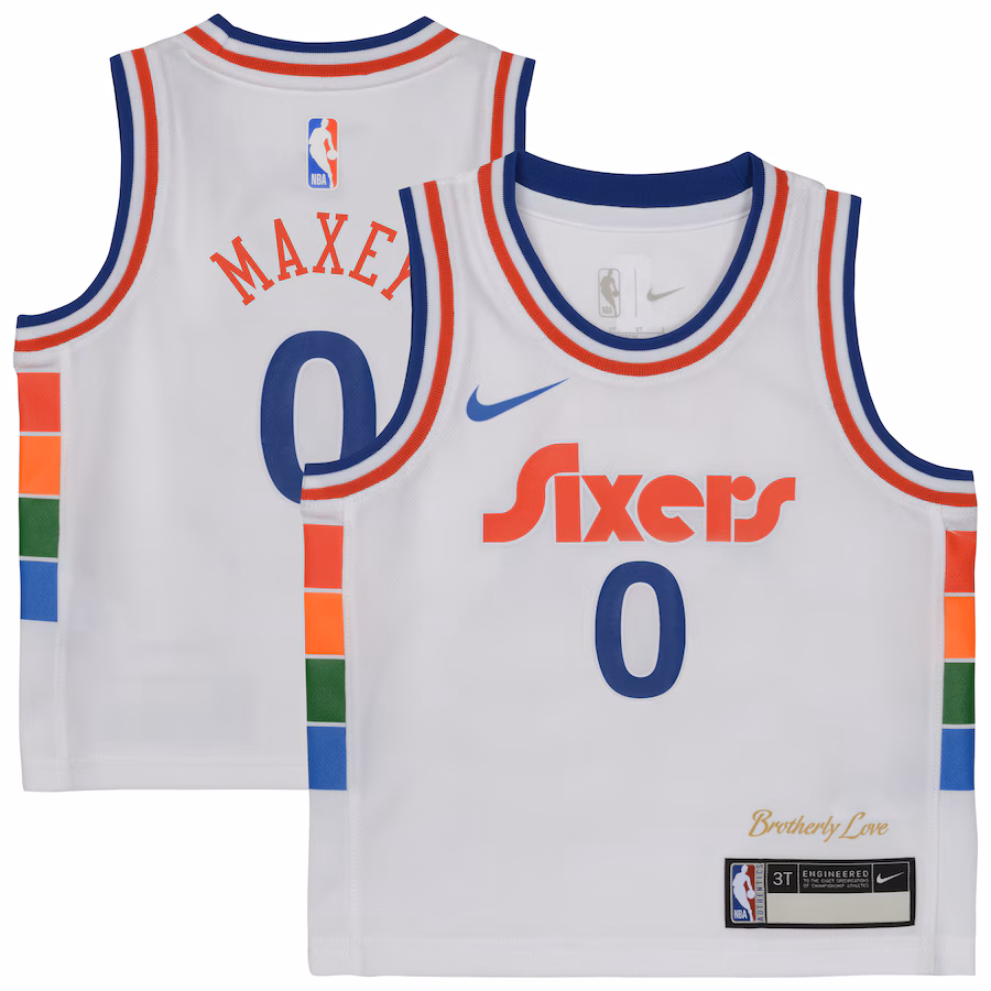 Preschool Philadelphia 76ers Tyrese Maxey Nike White 2024/25 Swingman Player Jersey - City Edition - Ujersey
