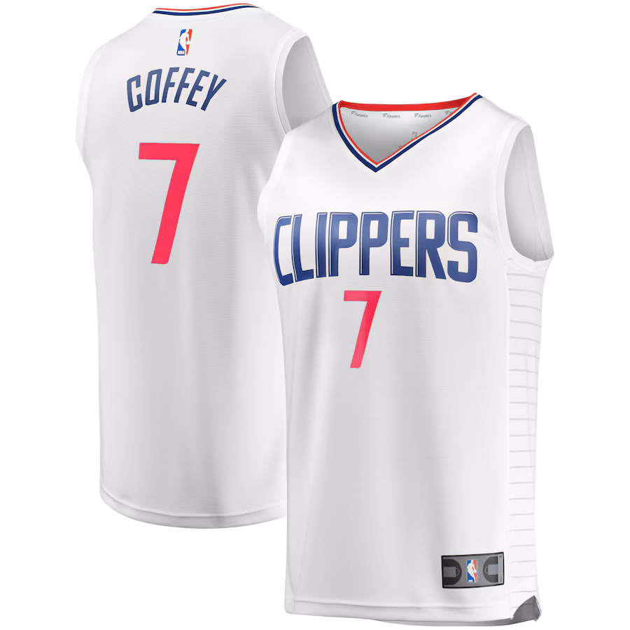 Men's LA Clippers Amir Coffey Fanatics White Fast Break Replica Player Jersey - Association Edition - Ujersey