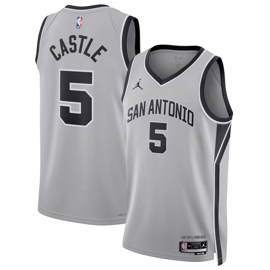 Unisex San Antonio Spurs Stephon Castle Jordan Brand Silver Swingman Jersey - Statement Edition - Ujersey