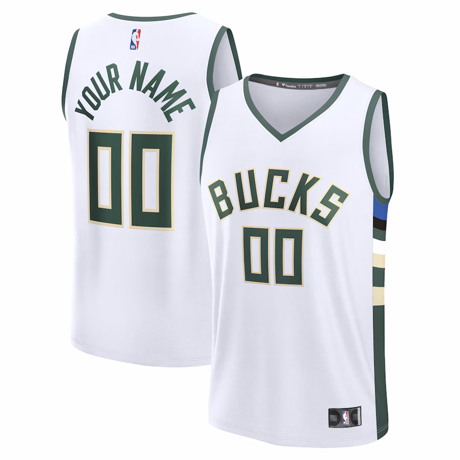 Men's Milwaukee Bucks Fanatics White Fast Break Custom Jersey - Association Edition - Ujersey