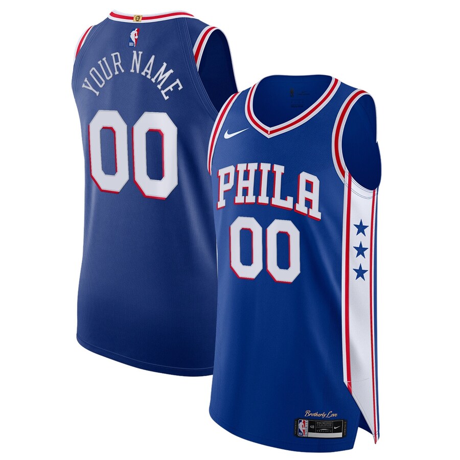 Men's Philadelphia 76ers Nike Royal Authentic Custom Jersey - Icon Edition - Ujersey