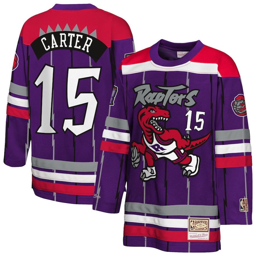 Youth Toronto Raptors Vince Carter Mitchell & Ness Purple Maxxed Out 2.0 Fashion Hockey Jersey - Ujersey