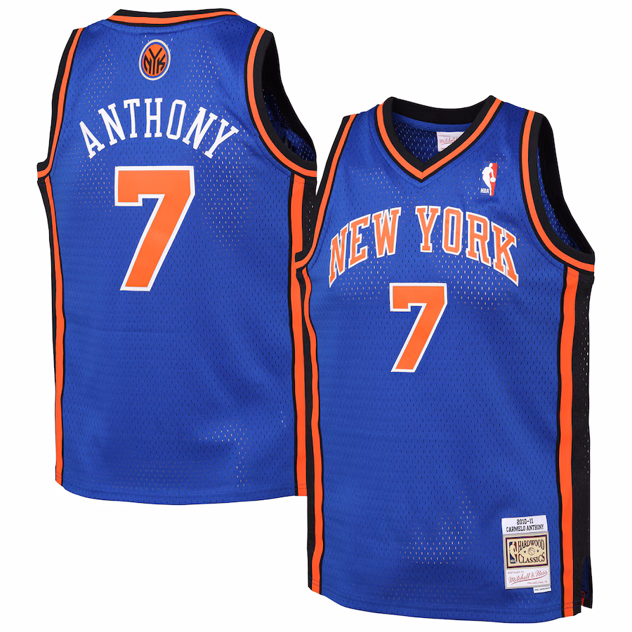 Youth New York Knicks Carmelo Anthony Mitchell & Ness Blue 2010/11 Hardwood Classics Swingman Jersey - Ujersey