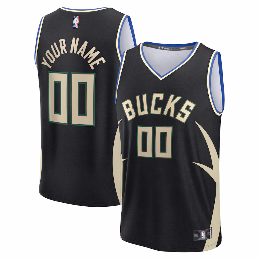 Youth Milwaukee Bucks Fanatics Black Fast Break Custom Replica Jersey - Statement Edition - Ujersey