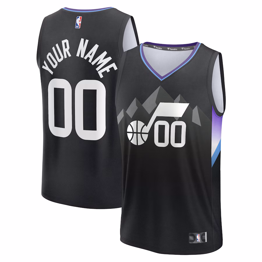 Youth Utah Jazz Fanatics Black Fast Break Custom Replica Jersey - Statement Edition - Ujersey