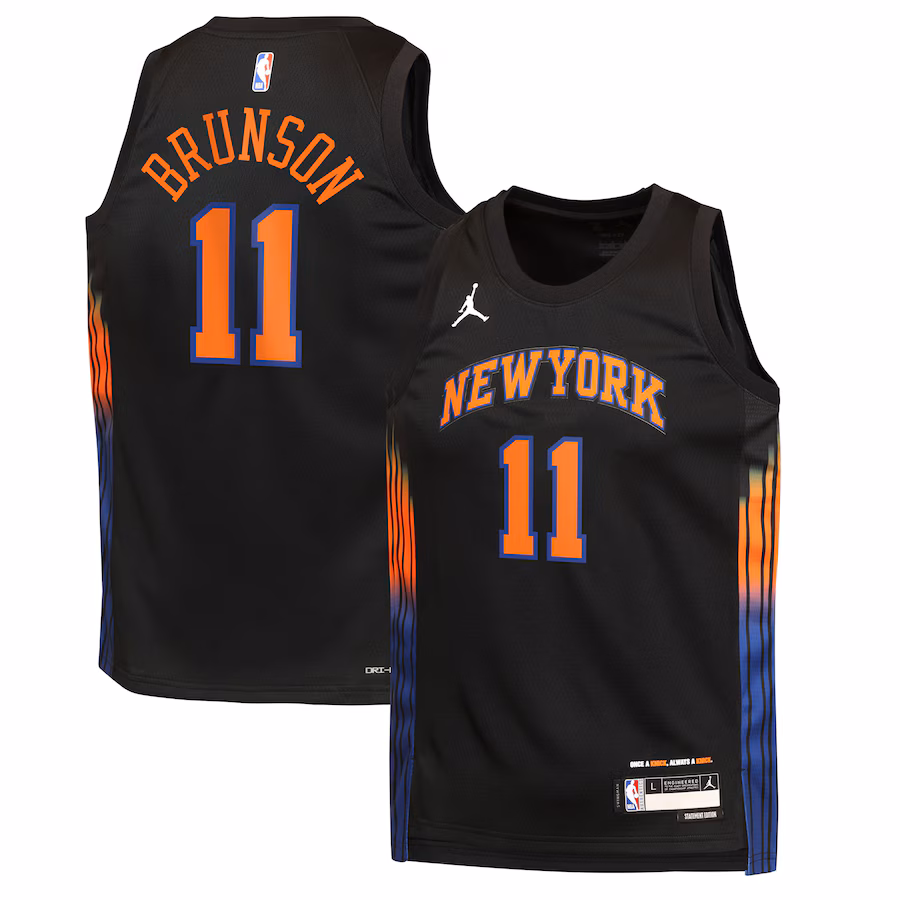 Youth New York Knicks Jalen Brunson Jordan Brand Black Swingman Jersey - Statement Edition - Ujersey