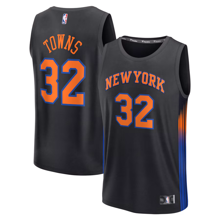 Youth New York Knicks Karl-Anthony Towns Fanatics Black Fast Break Jersey - Statement Edition - Ujersey