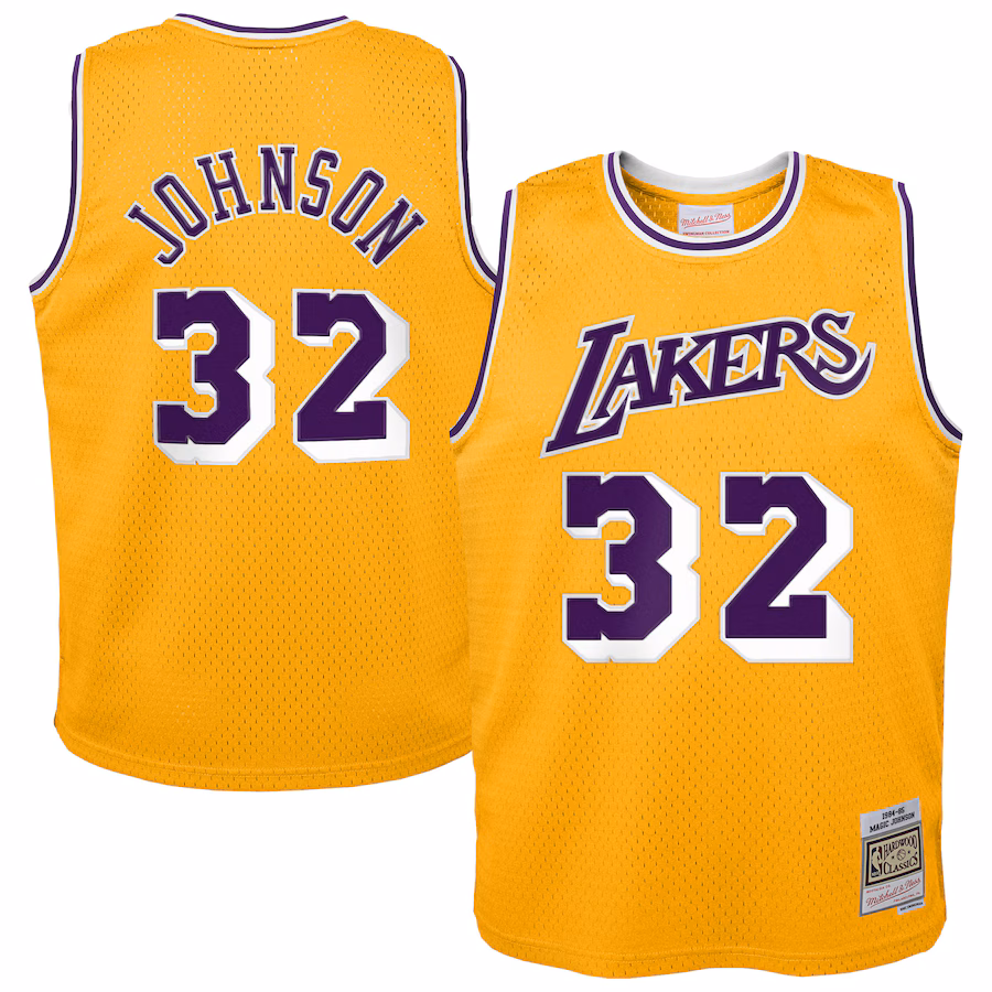 Toddler Los Angeles Lakers Magic Johnson Gold 1984/85 Swingman Jersey - Ujersey