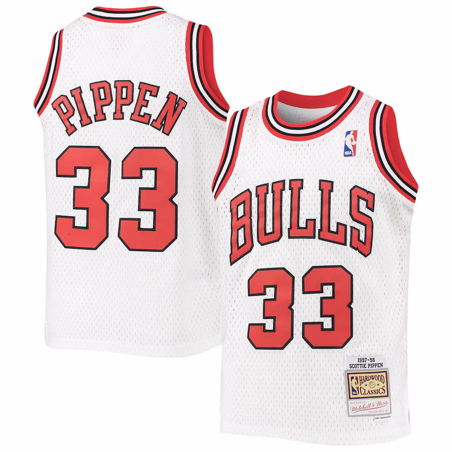 Youth Chicago Bulls Scottie Pippen Mitchell & Ness White 1997/98 Hardwood Classics Swingman Jersey - Ujersey