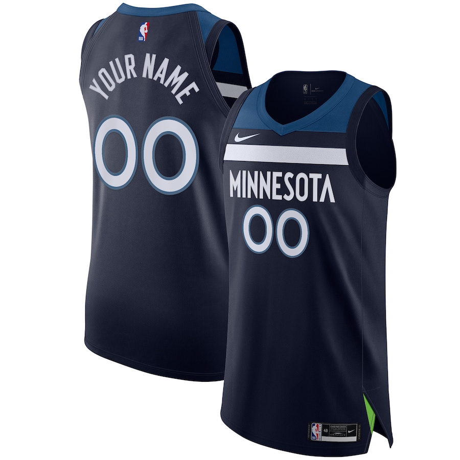 Men's Minnesota Timberwolves Nike Navy Authentic Custom Jersey - Icon Edition - Ujersey