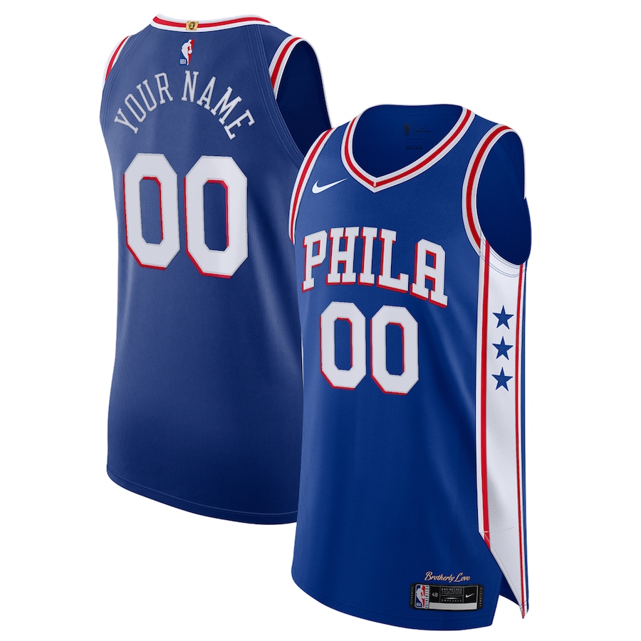 Men's Philadelphia 76ers Nike Royal Custom Authentic Jersey - Icon Edition - Ujersey