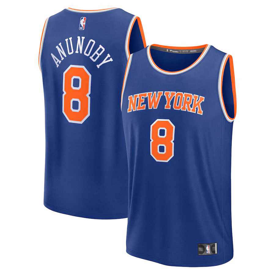 Youth New York Knicks OG Anunoby Fanatics Blue Fast Break Replica Player Jersey - Icon Edition - Ujersey