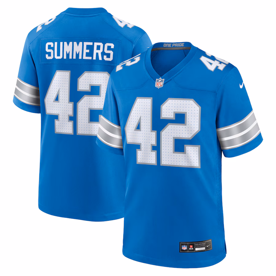 Men's Detroit Lions Ty Summers Nike Blue Team Game Jersey - Ujersey