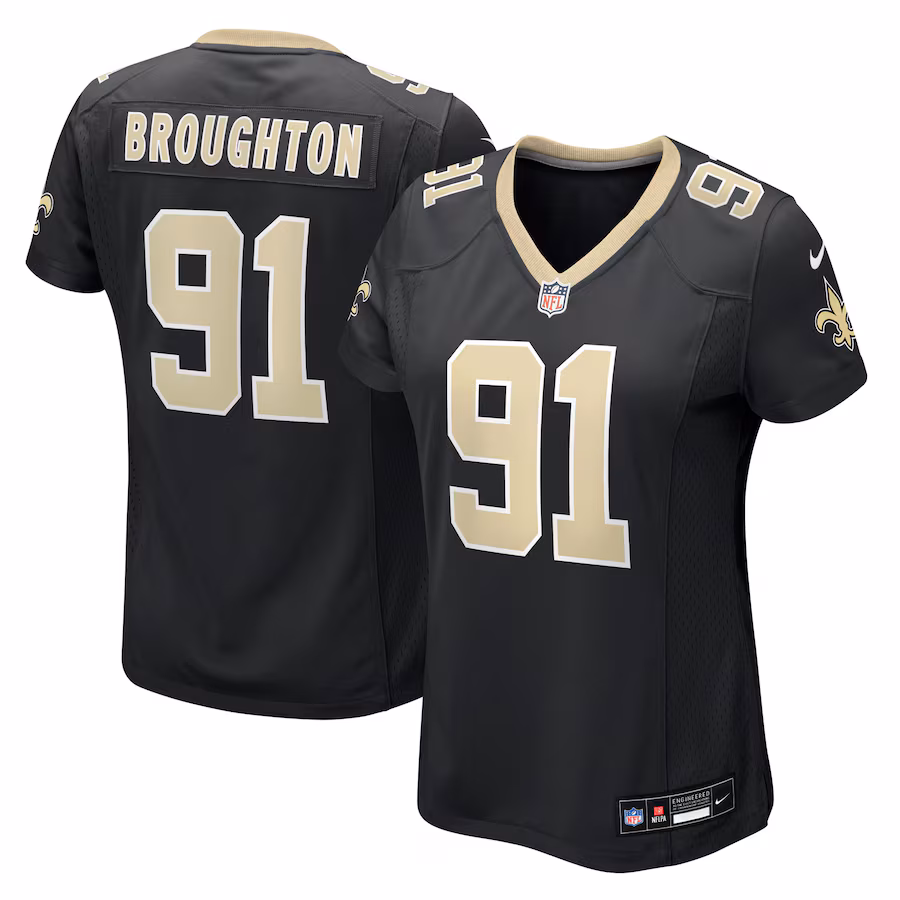Women's New Orleans Saints Vernon Broughton Nike Black Team Game Jersey - Ujersey