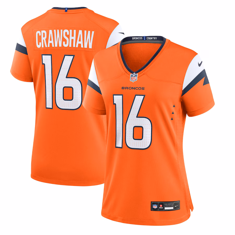 Women's Denver Broncos Jeremy Crawshaw Nike Orange Team Game Jersey - Ujersey