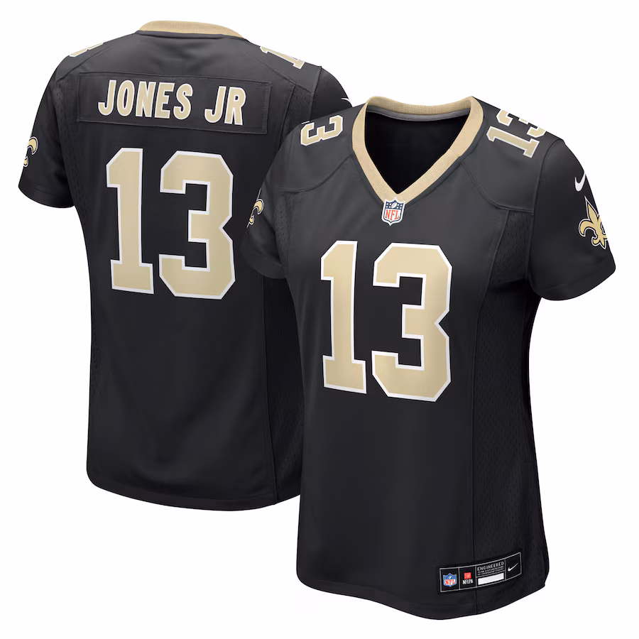 Women's New Orleans Saints Velus Jones Jr. Nike Black Team Game Jersey - Ujersey