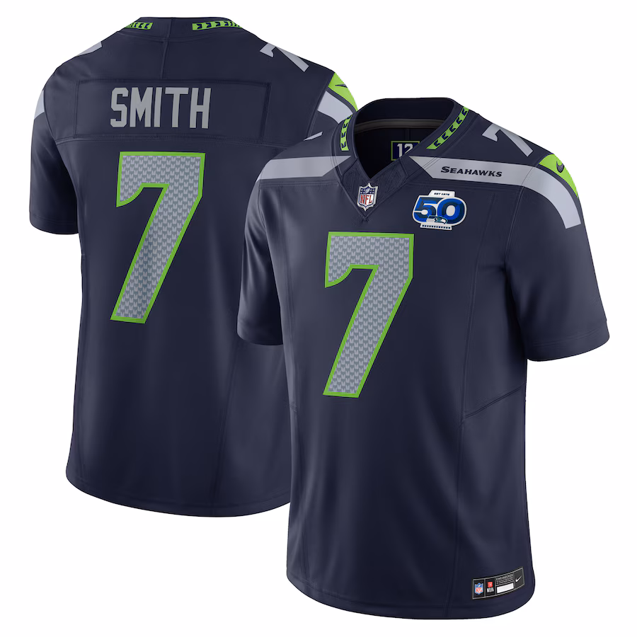 Men's Seattle Seahawks Geno Smith Nike College Navy 50th Season Vapor F.U.S.E. Limited Jersey - Ujersey