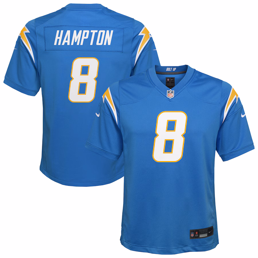 Youth Los Angeles Chargers Omarion Hampton Nike Powder Blue Team Game Jersey - Ujersey