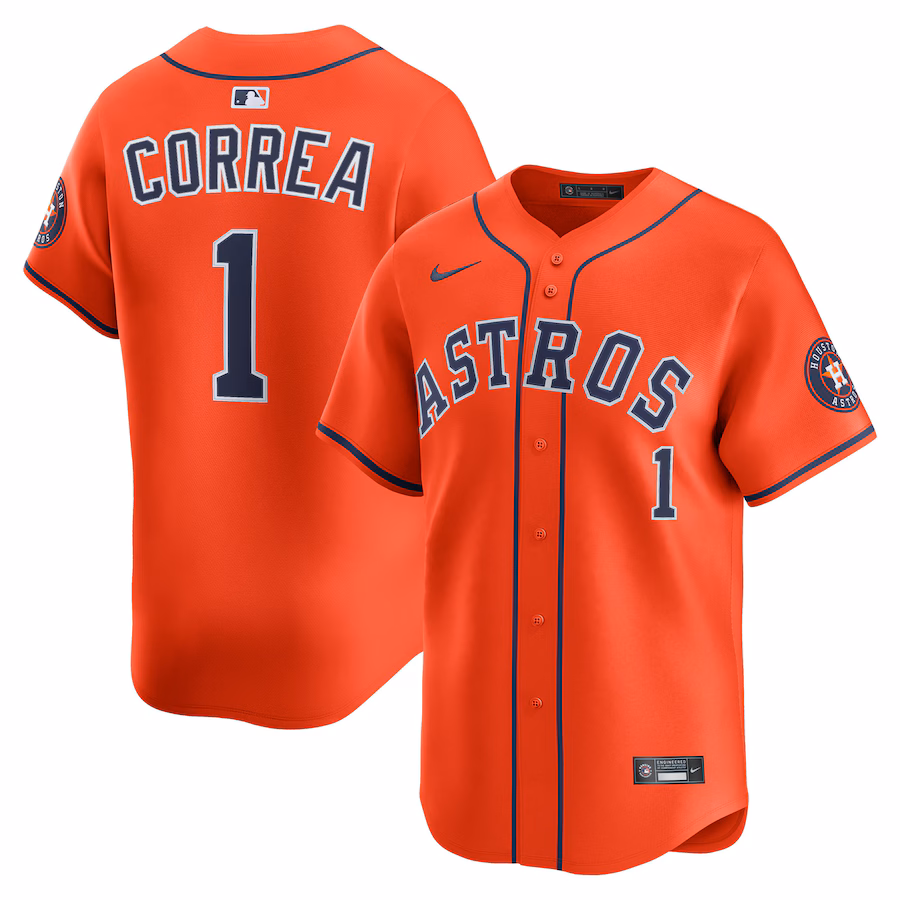 Men's Houston Astros Carlos Correa Nike Orange Alternate Limited Player Jersey - Ujersey