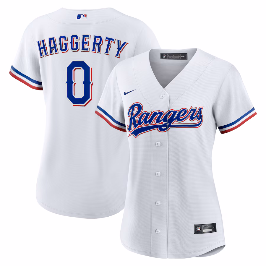 Women's Texas Rangers Sam Haggerty Nike White Home Replica Jersey - Ujersey