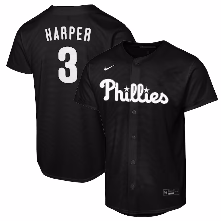 Youth Philadelphia Phillies Bryce Harper Nike Black Replica Fashion Jersey - Ujersey