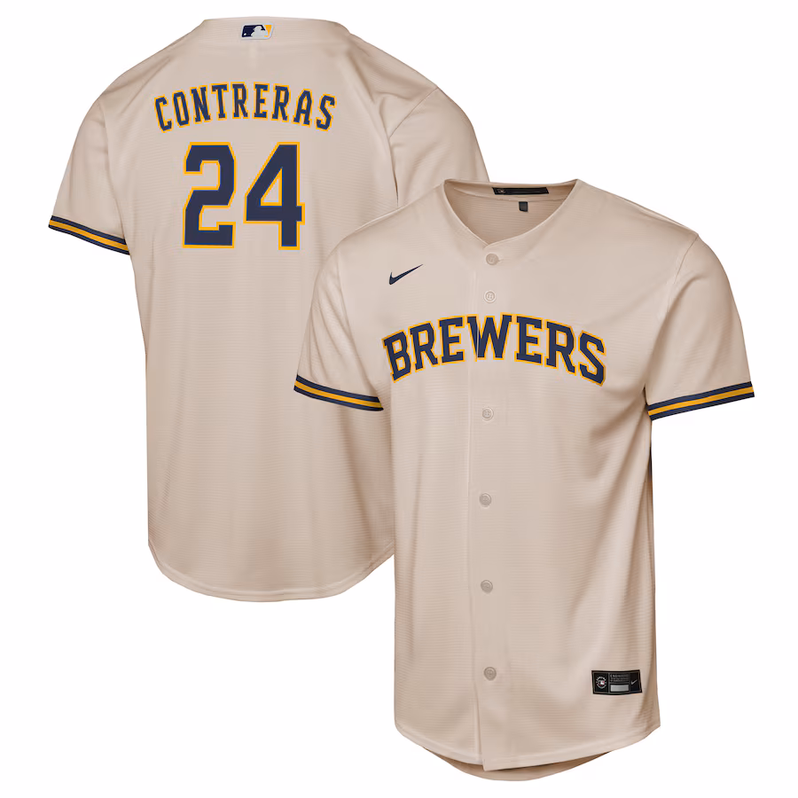 Youth Milwaukee Brewers William Contreras Nike Cream Home Replica Jersey - Ujersey