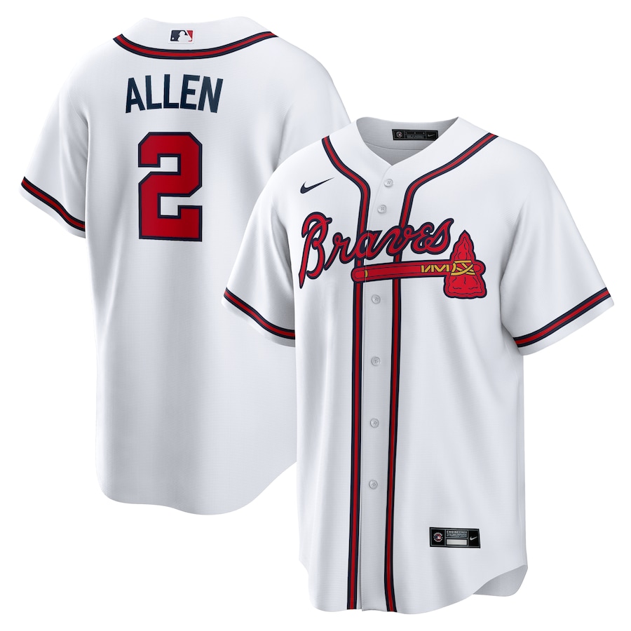 Men's Atlanta Braves Nick Allen Nike White Home Replica Jersey - Ujersey