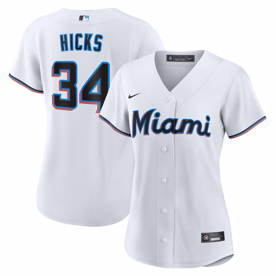 Women's Miami Marlins Liam Hicks Nike White Home Replica Jersey - Ujersey
