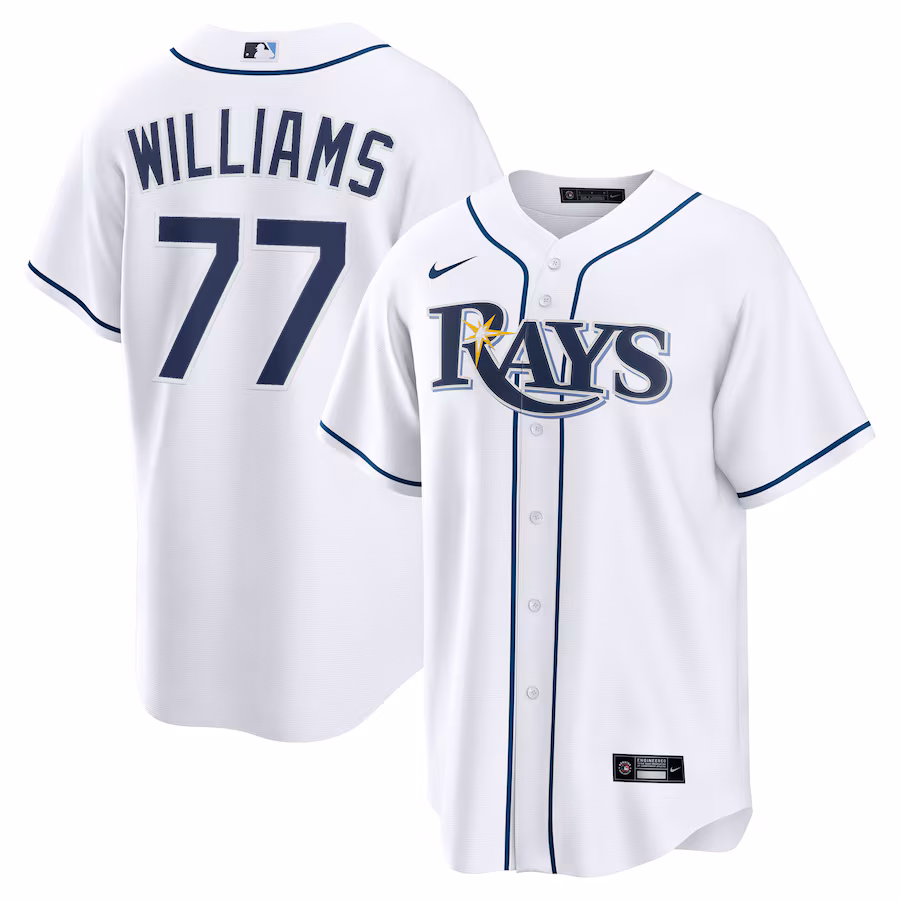 Men's Tampa Bay Rays Carson Williams Nike White Home Replica Player Jersey - Ujersey