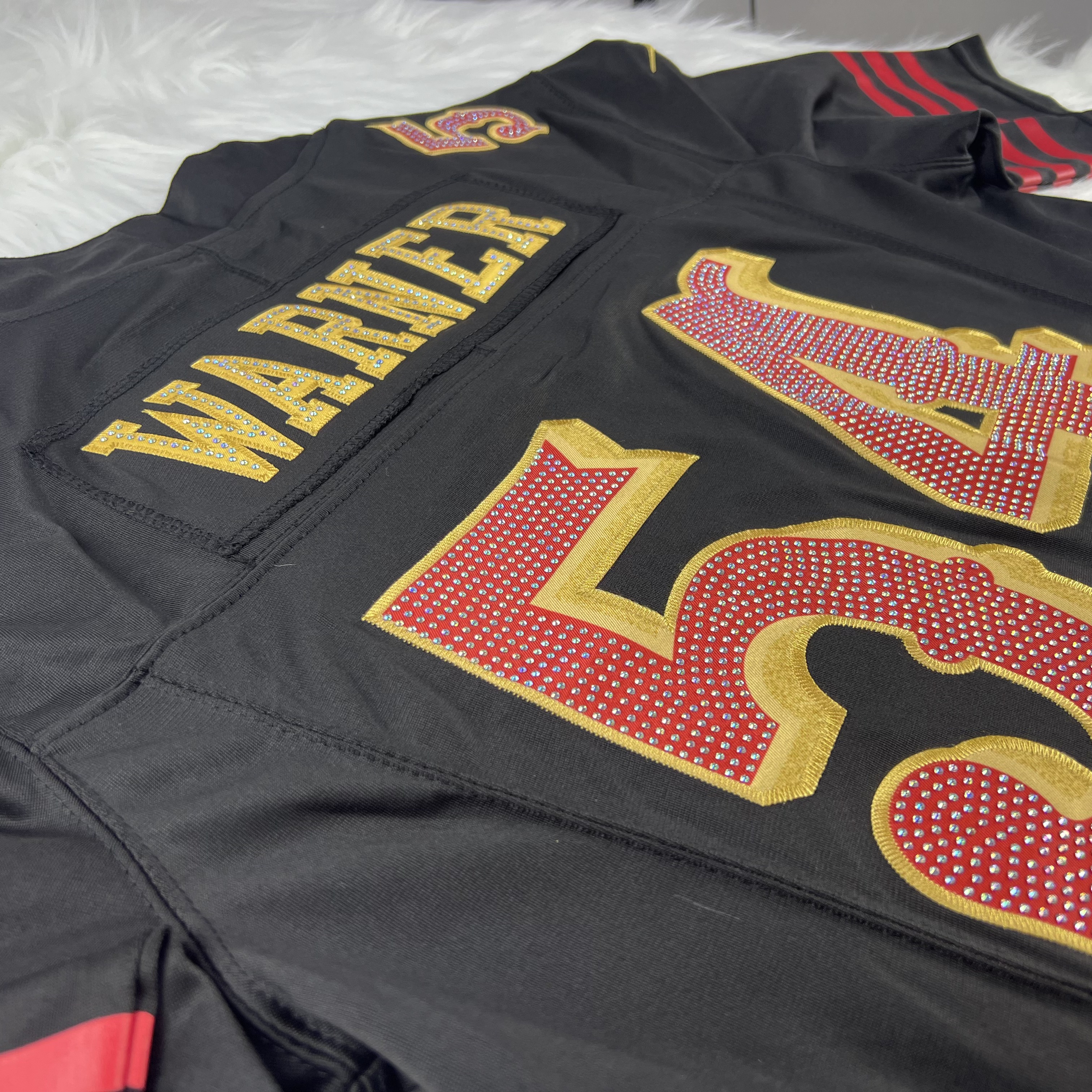 [Diamond-Studded Collector's Edition] San Francisco 49ers Fred Warner  Black 2025 Rivalries Collection Game Jersey - Ujersey
