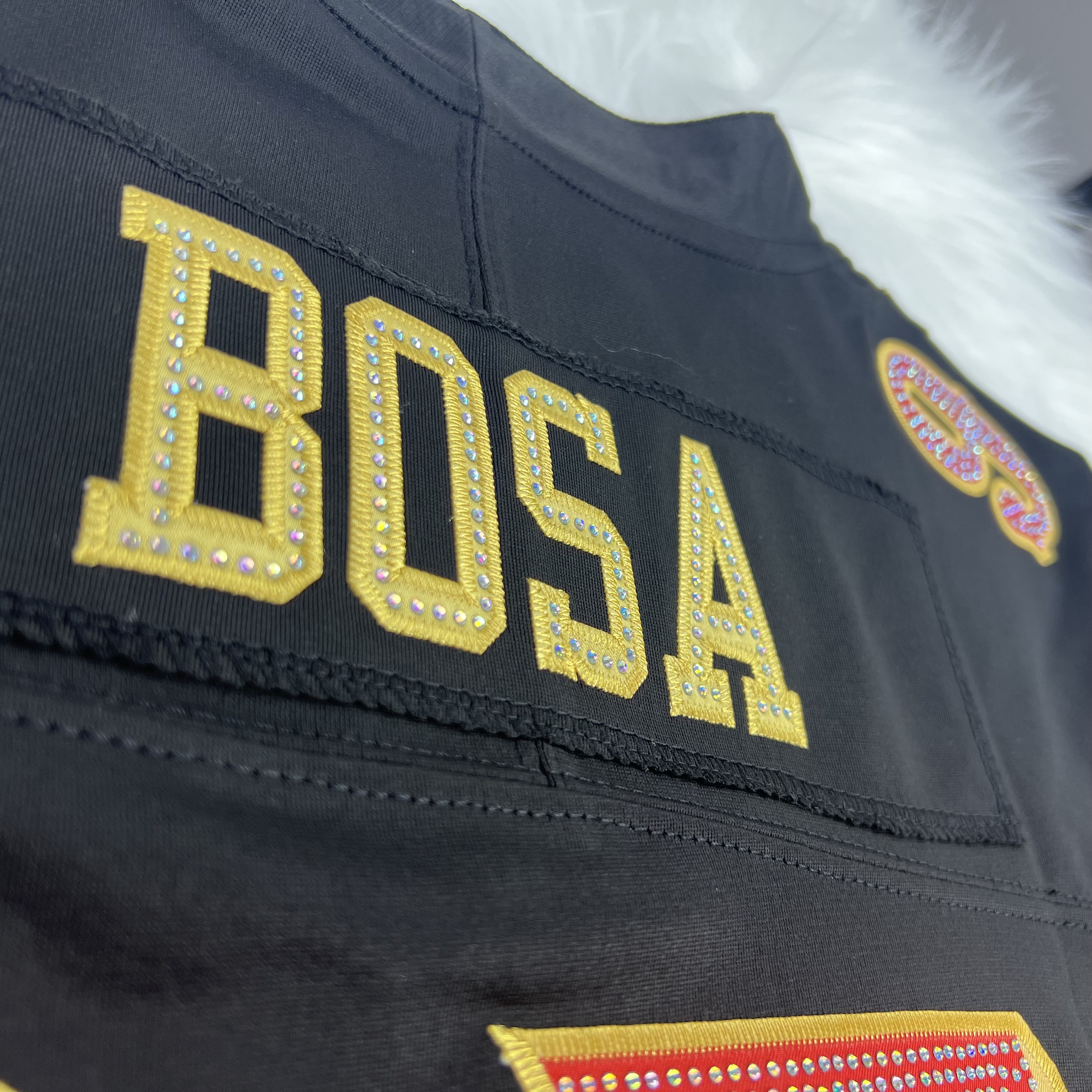 [Diamond-Studded Collector's Edition] San Francisco 49ers Nick Bosa  Black 2025 Rivalries Collection Game Jersey - Ujersey